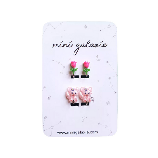 Boucles d'oreilles Clips fantaisie pour enfant - abeille et libellule