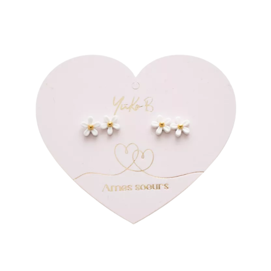 Yuko.B - Duo boucles d'oreilles "Ames Sœurs" - Fleurs de lait