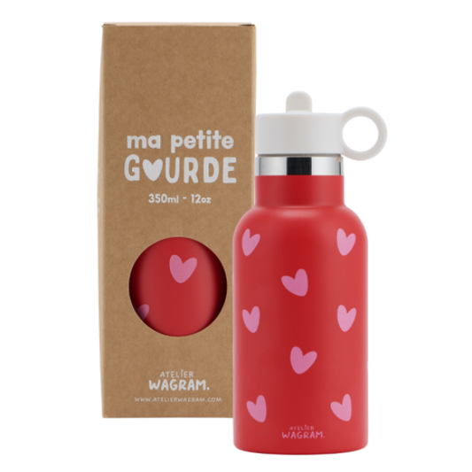 Atelier wagram - Gourde rouge coeurs rose