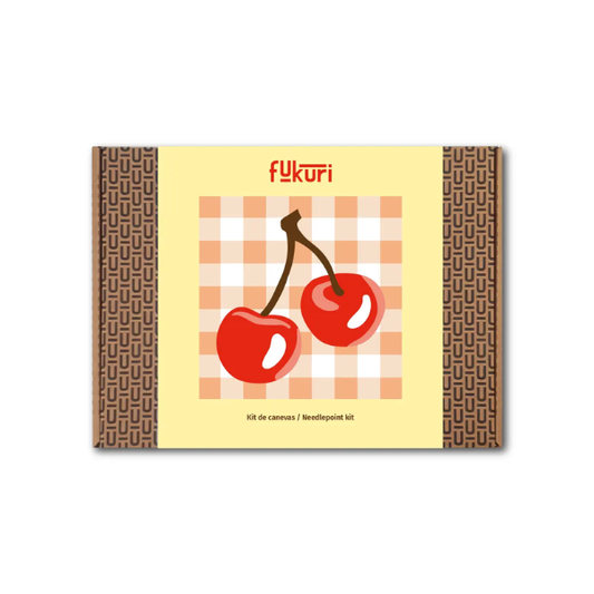 Kit Canevas - DIY - Cerises vichy 20x20cm