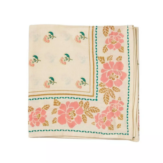 Foulard fleurs indiennes Nur Ecru - Bonheur du jour