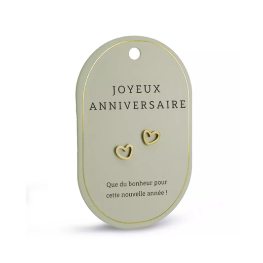 Boucles d’oreilles cœur - Joyeux anniversaire