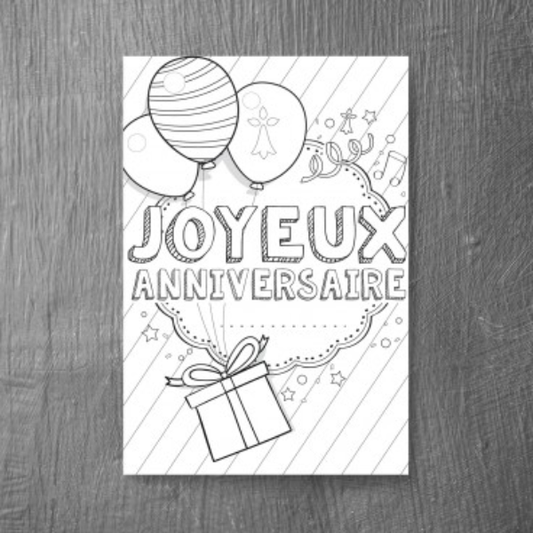 Bobotte - Carte postale à colorier Joyeux anniversaire
