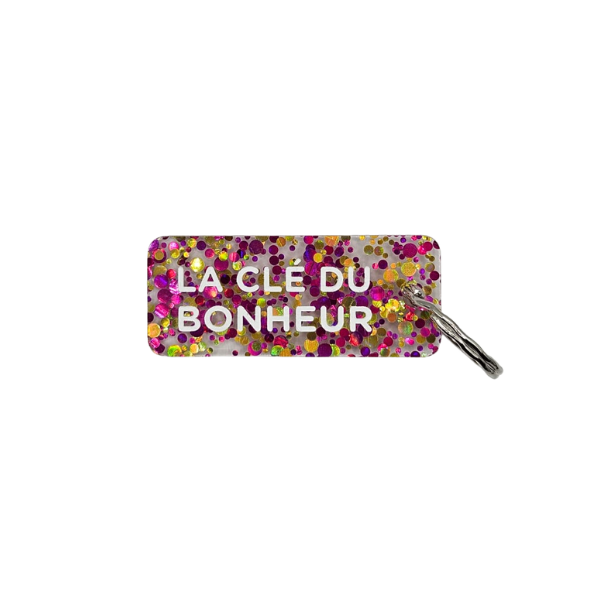 Porte-clés à paillettes - La clé du bonheur