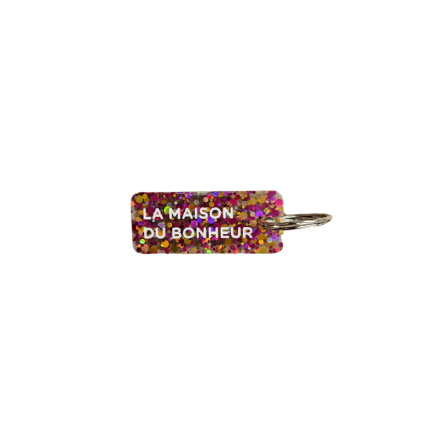 Porte-clés à paillettes - La maison du bonheur
