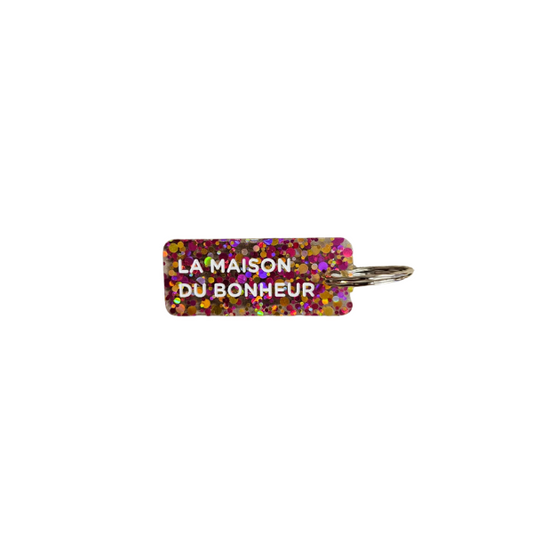 Porte-clés à paillettes - La maison du bonheur