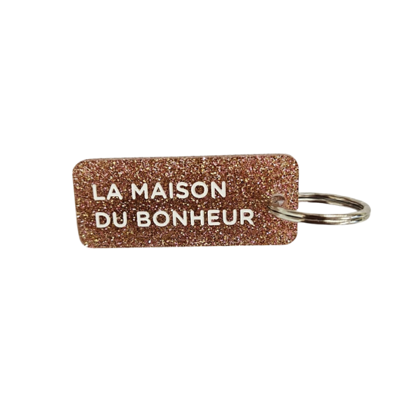 Porte-clés à paillettes - La maison du bonheur