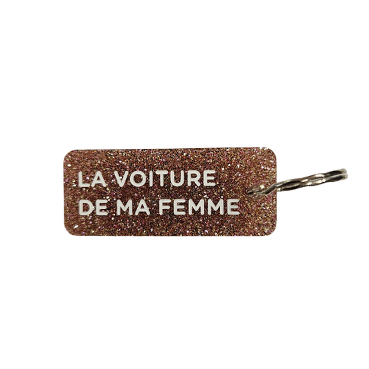 Porte-clés à paillettes - La voiture de ma femme