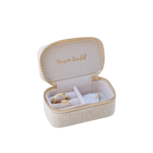 Maison Scarlett - Boîte à Bijoux en lin Beige