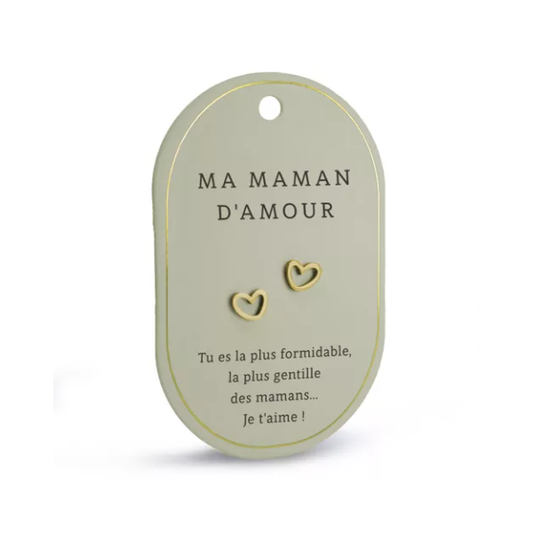 Boucles d’oreilles cœur - Maman d'amour