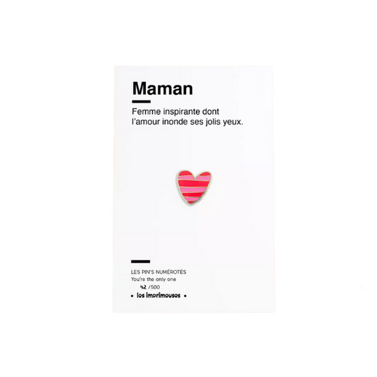 Les imprimeuses - Cœur rayé rouge - Maman