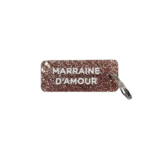Porte-clés à paillettes - Marraine d'amour