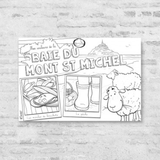 Bobotte - Carte postale à colorier Baie du Mont St Michel