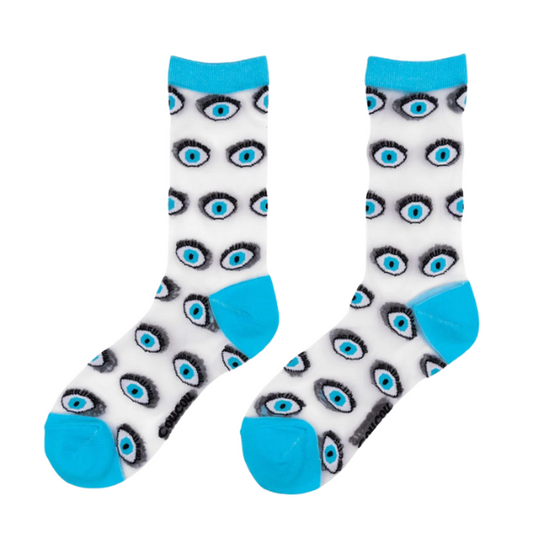 Coucou Suzette - Chaussettes transparentes Oeil - Bleu