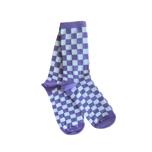 Chaussettes damier - Violet & blanc