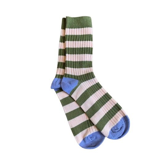 Chaussettes rayées - kaki & écru