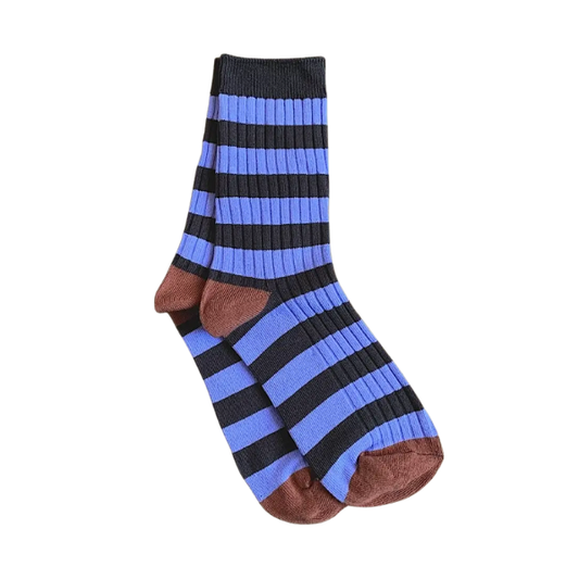 Chaussettes rayées - lilas & marron