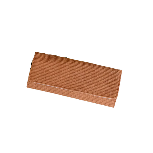 Pochette à bijoux en velours côtelé Camel - Maison Scarlett