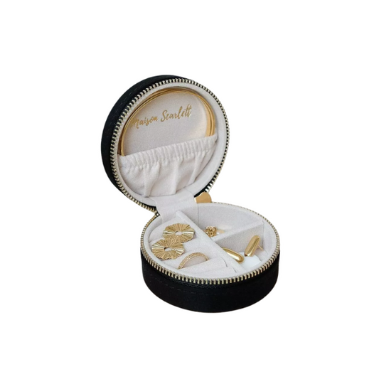Maison Scarlett - Boîte à bijoux ronde en velours Noir