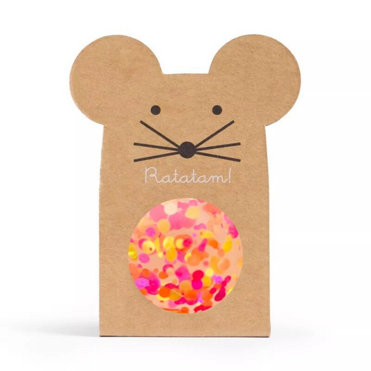 Ratatam - Balle rebondissante souris à paillettes multico