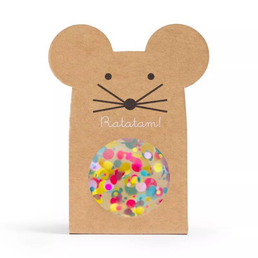 Ratatam - Balle rebondissante souris à paillettes multico