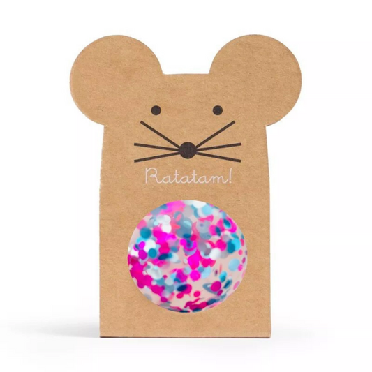 Ratatam - Balle rebondissante souris à paillettes multico