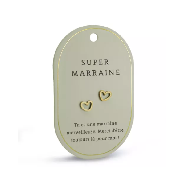 Boucles d’oreilles cœur - Super marraine