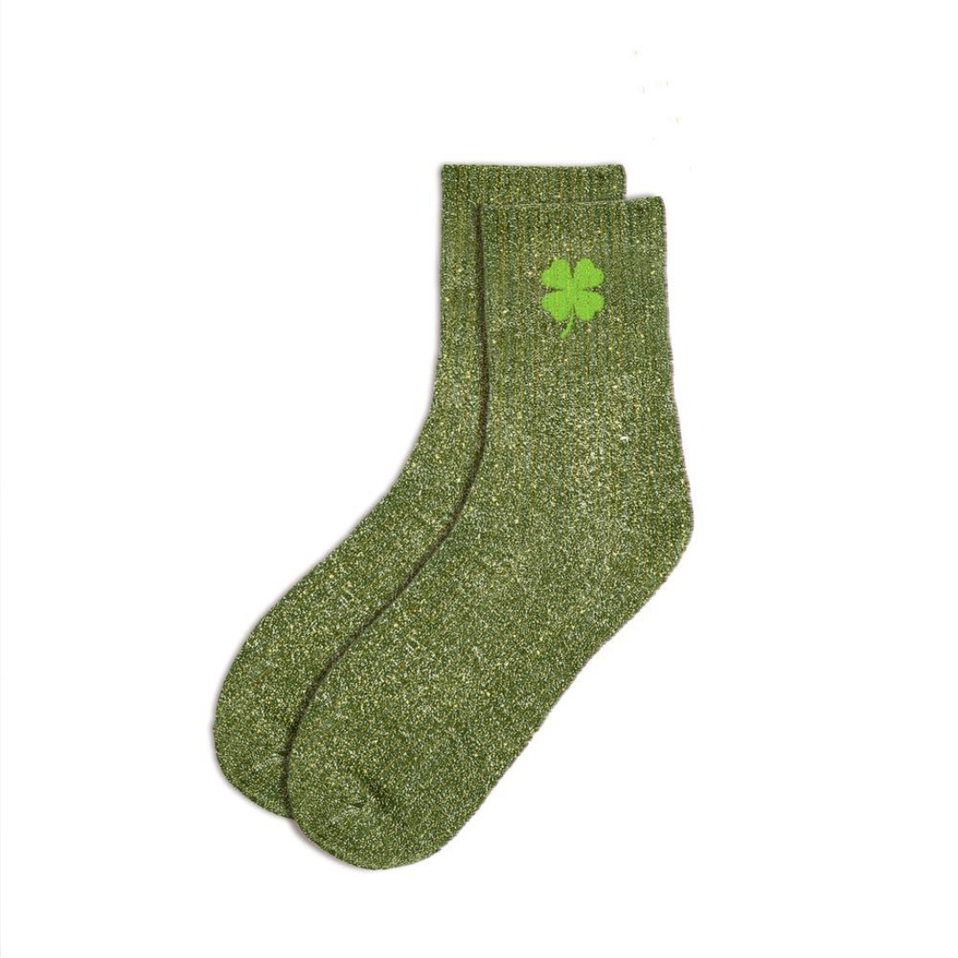 Chaussettes courtes à Paillettes "Trèfles"