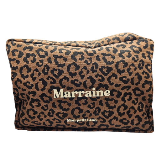 Trousse de toilette coton - Léopard foncé, Marraine