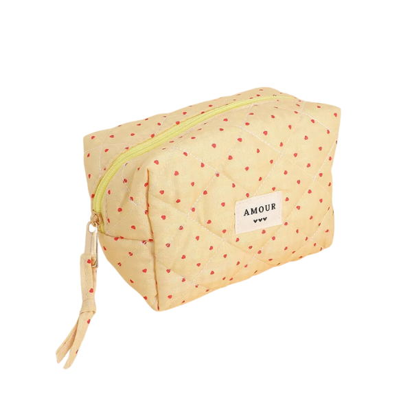 Trousse de maquillage -  "Amour" - Coeur jaune