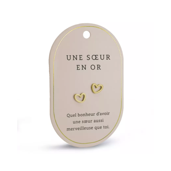 Boucles d’oreilles cœur - Une soeur en or