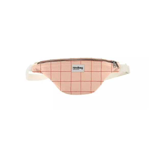 Hindbag - Sac banane Carreaux rose/rouge