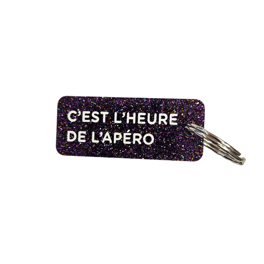 Porte-clés à paillettes - C'est l'heure de l'apéro