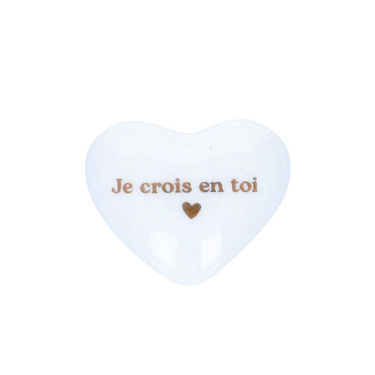 Cœur en céramique blanc - "Je crois en toi"