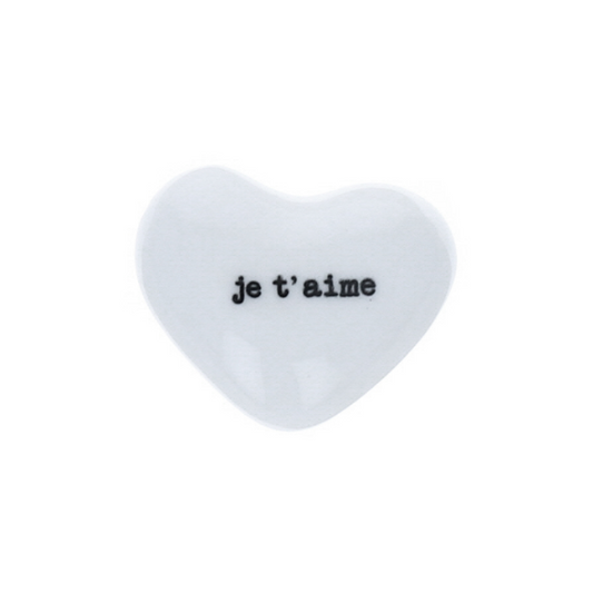 Cœur en céramique blanc - "Je t'aime"