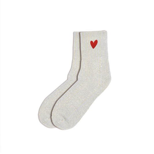 Chaussettes courtes à Paillettes "Coeur rouge"