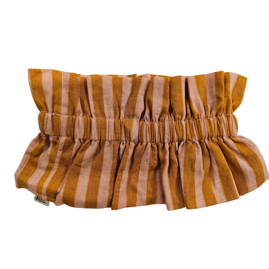 Juliemoon - Col froufrou amovible - Rayure moutarde rose