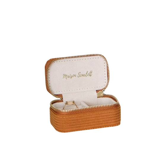 Maison Scarlett - Boîte à Bijoux en velours côtelé Camel