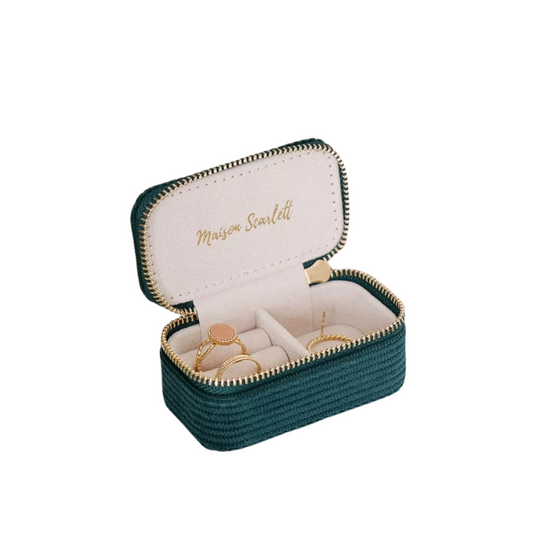 Maison Scarlett - Boîte à Bijoux en velours côtelé vert