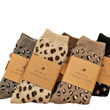 Chaussettes Femme Léopard 🐆 Gentil Coquelicot