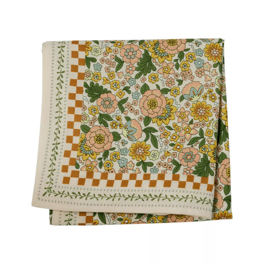 Foulard fleurs indiennes Amaia rose corail - Bonheur du jour