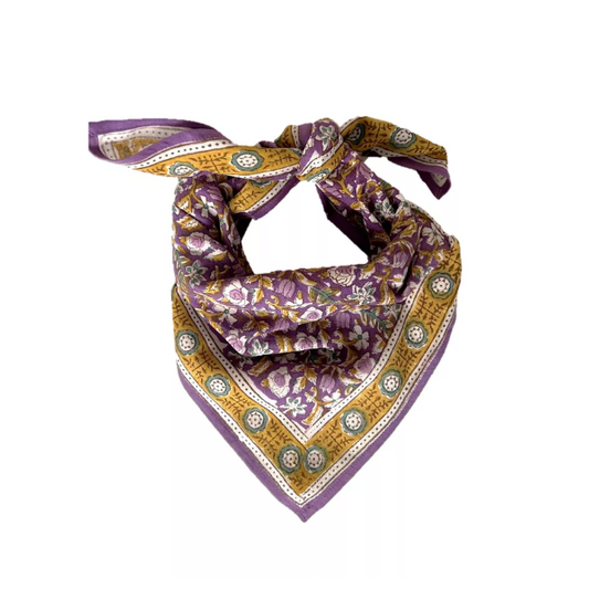 Petit foulard  “fleurs indiennes” Absynthe Purple - Bonheur du jour