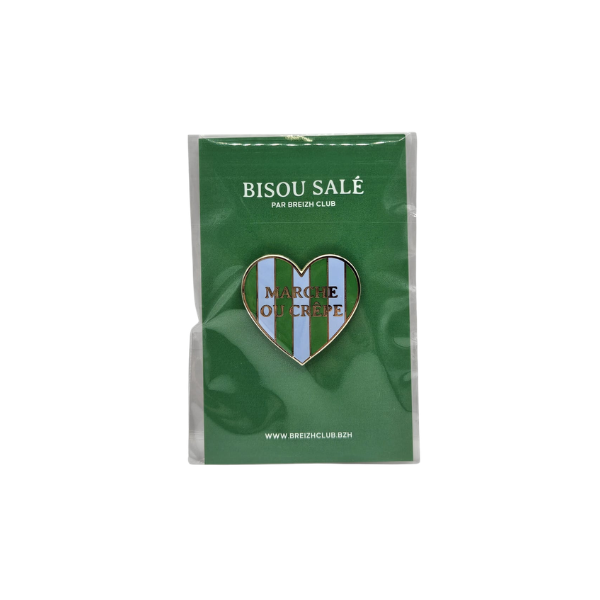 Breizh Club - Pin's Coeur rayé Marche ou crêpe