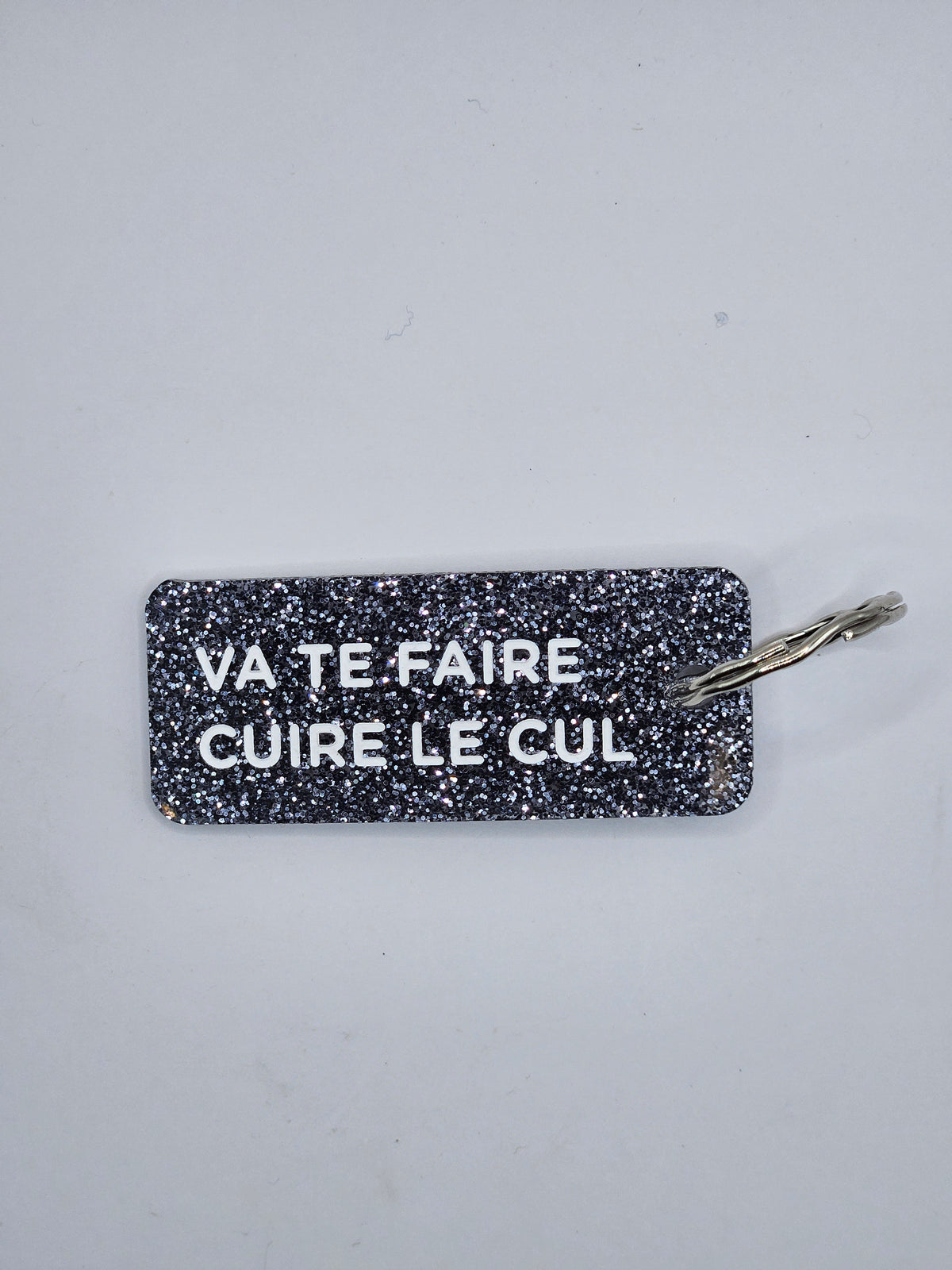 Lot 20 Porte-Clés Cuir PU Vierges Sublimation – Face Blanche + Dos Pailleté Noir, Anneau Inox, Idéal Bricolage Cadeaux Personnalisés