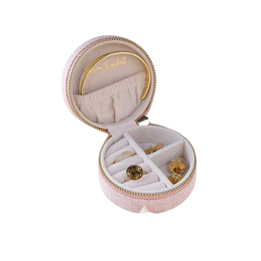 Maison Scarlett - Boîte à bijoux ronde lin - rose