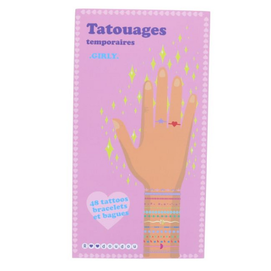 Set de 2 planches de tatouages temporaires - "Girly"